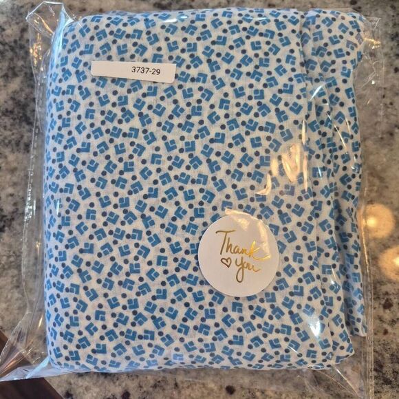 Fabric, White/Blue/Black Mini Geometric & Dot Print Cotton possibly Cotton/Poly - Picture 2 of 3